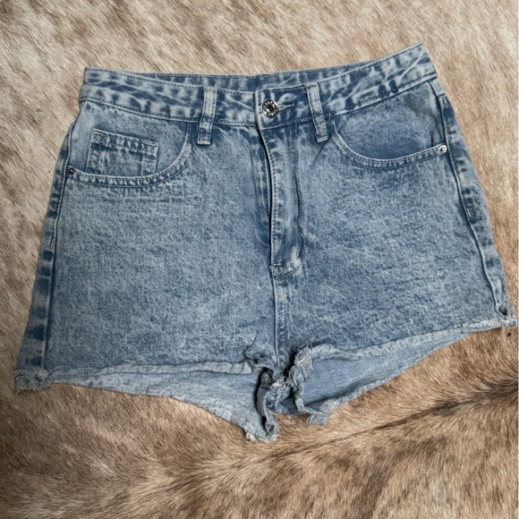 SHEIN Blue Distressed Jean Shorts - Picture 2 of 12
